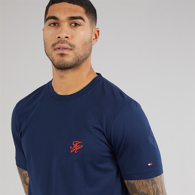 Tommy Hilfiger Mens Script Monogram T-Shirt Carbon Navy - Image 3