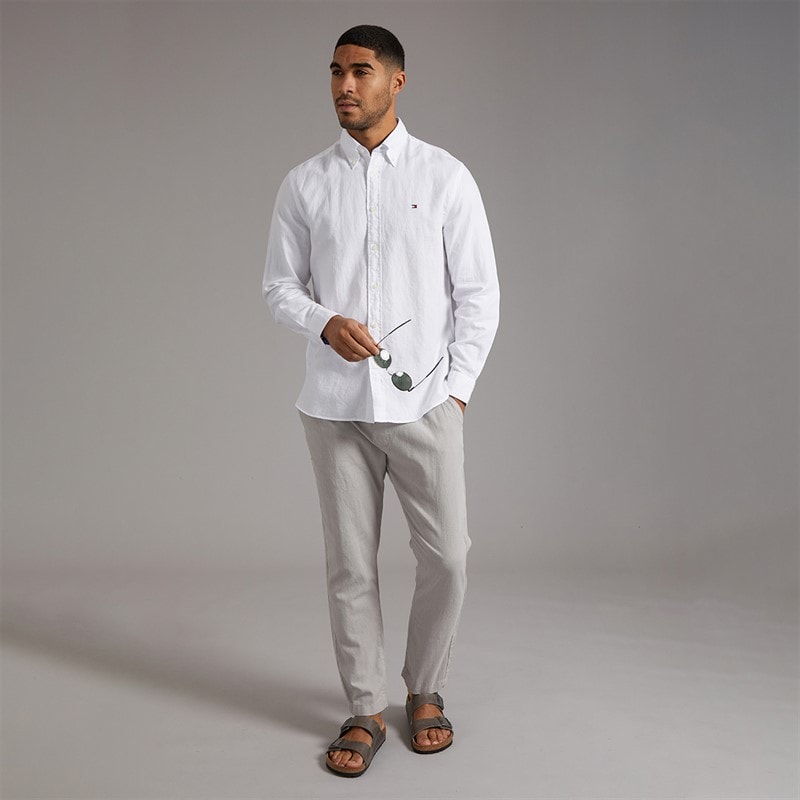 Tommy Hilfiger Mens Linen Blend Long Sleeve Shirt White - Image 3