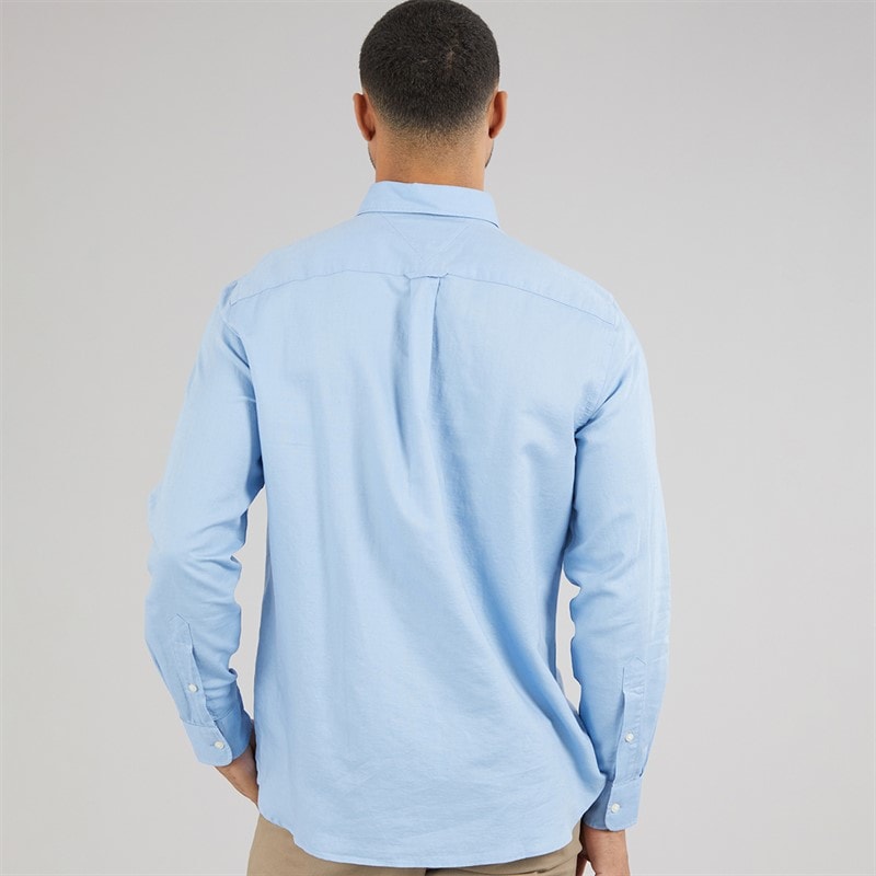 Tommy Hilfiger Mens Linen Blend Long Sleeve Shirt Cloudy Blue - Image 2