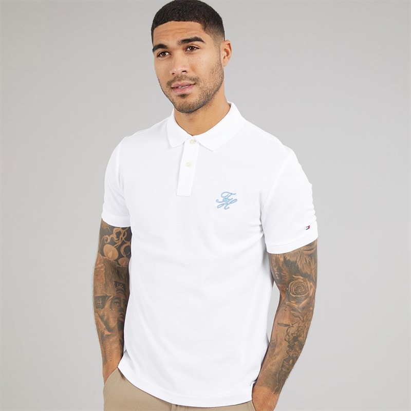 Tommy Hilfiger Mens TH Script Polo Shirt White