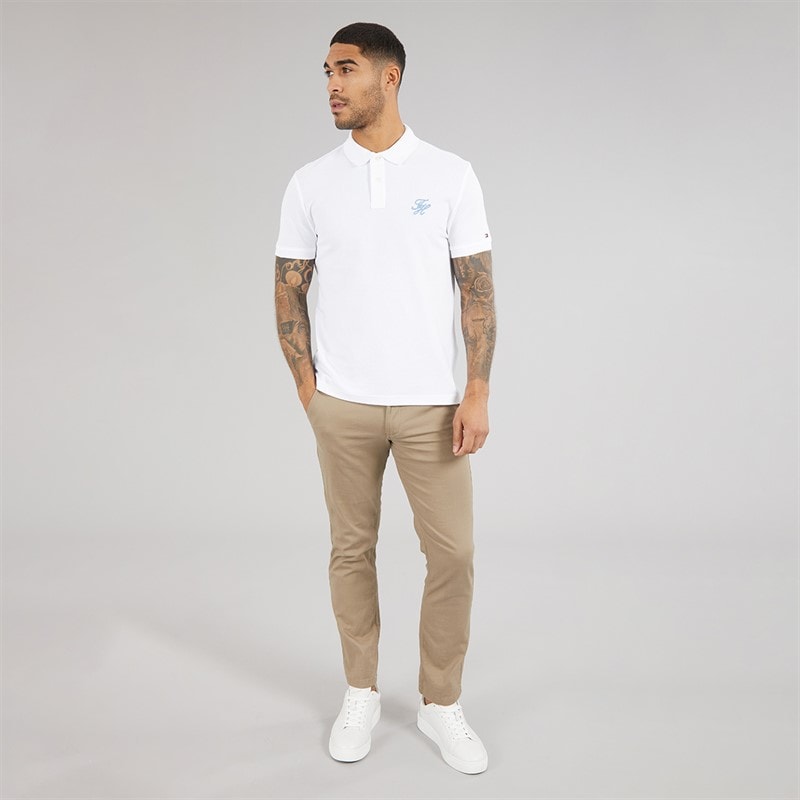 Tommy Hilfiger Mens TH Script Polo Shirt White - Image 3