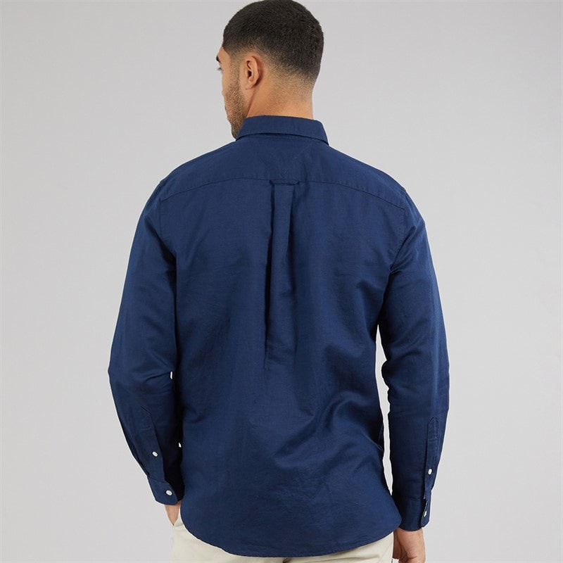 Tommy Hilfiger Mens Linen Blend Long Sleeve Shirt Carbon Navy - Image 2