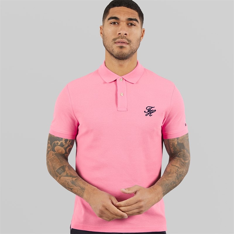 Tommy Hilfiger Mens TH Script Polo Shirt Classic Pink