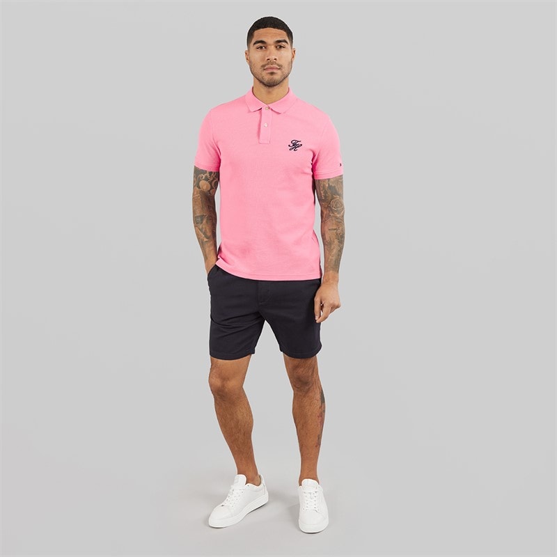 Tommy Hilfiger Mens TH Script Polo Shirt Classic Pink - Image 3