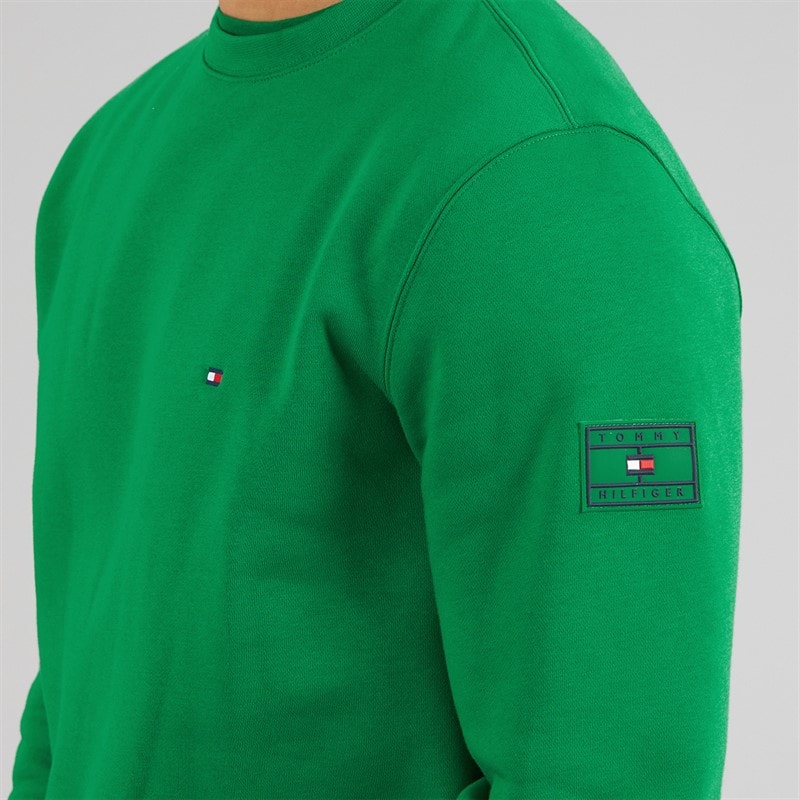 Tommy Hilfiger Mens Sleeve Badge Sweatshirt Nouveau Green - Image 3