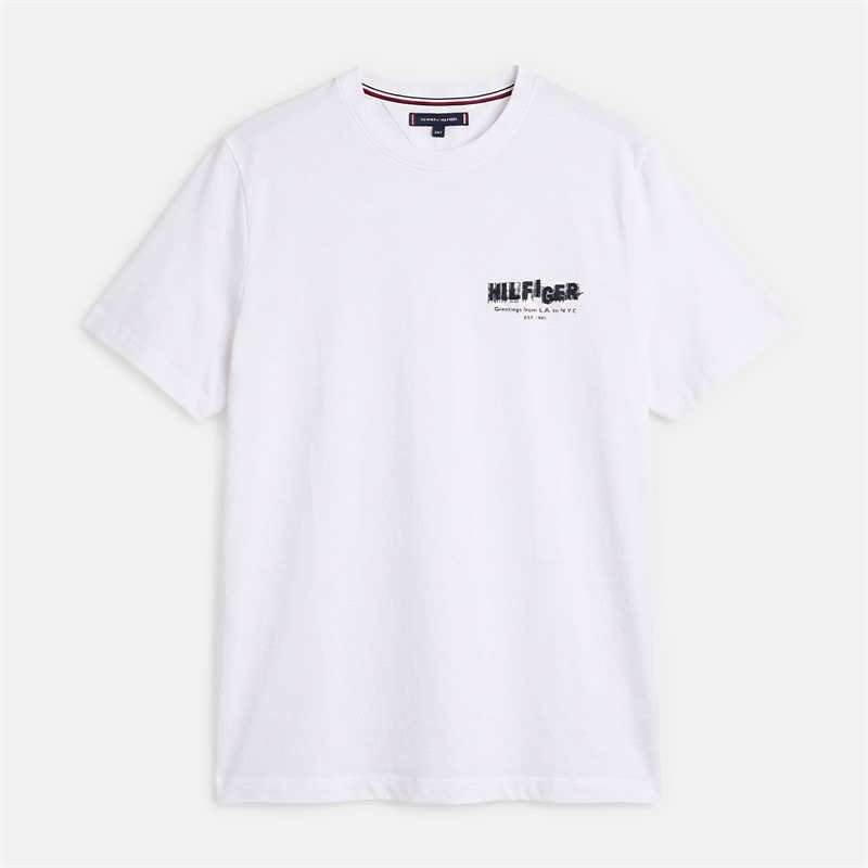 Tommy Hilfiger Mens Plus Photo Print Hilfiger T-Shirt White