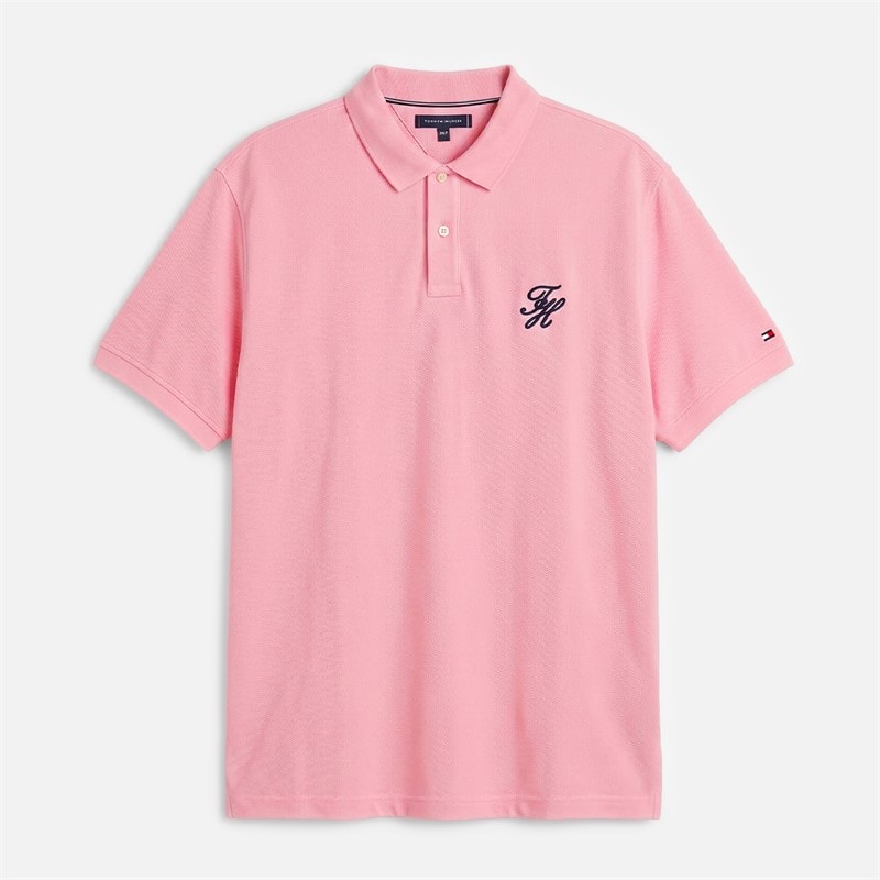 Tommy Hilfiger Mens Plus TH Script Polo Shirt Classic Pink