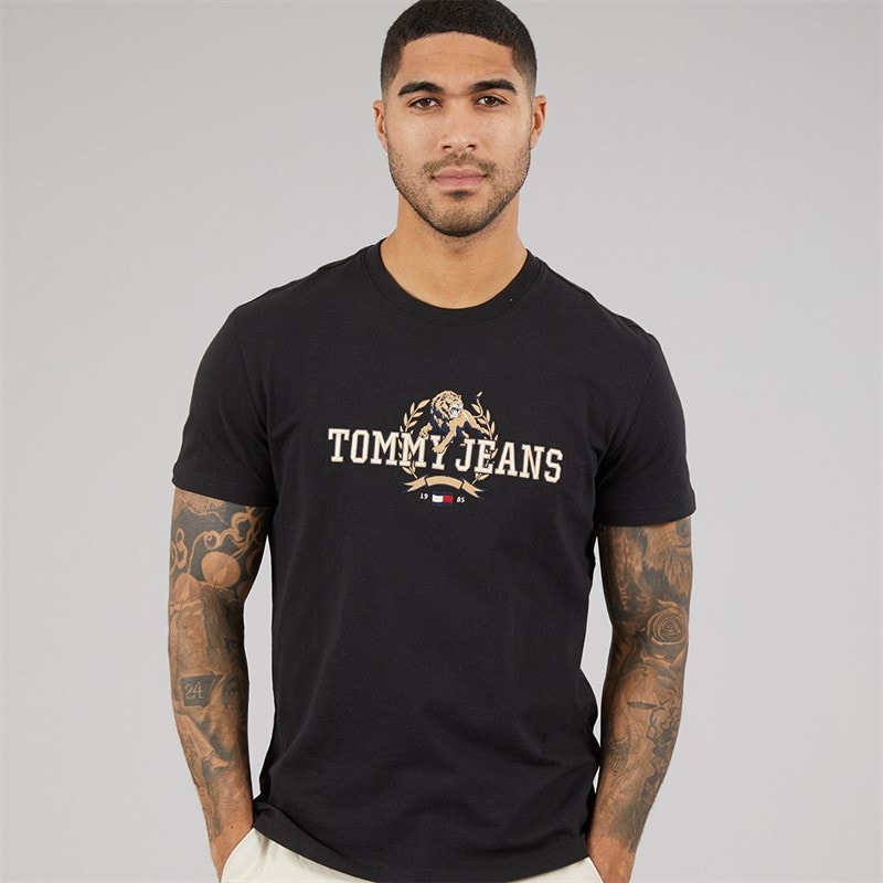 Tommy Hilfiger Mens Reg Varsity T-Shirt Black - Image 1