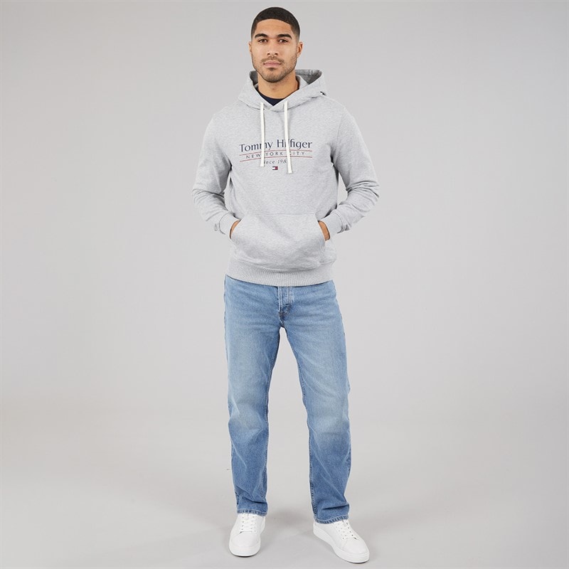 Tommy Hilfiger Mens Center Stac Hoodie Light Grey - Image 3