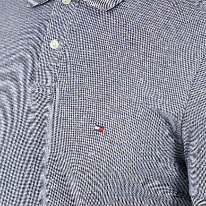 Tommy Hilfiger Mens Pique Microprint Reg Polo Shirt Desert Sky - Image 3