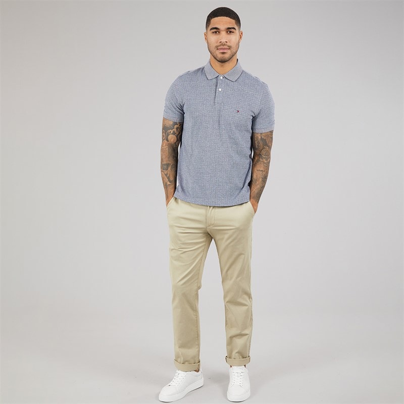 Tommy Hilfiger Mens Pique Microprint Reg Polo Shirt Desert Sky - Image 4