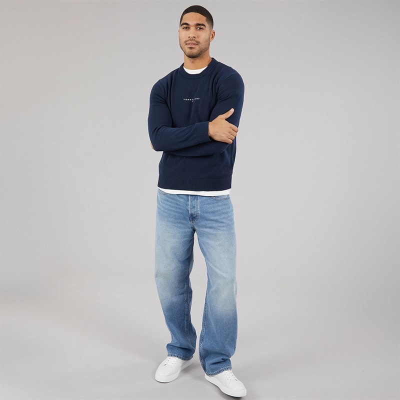 Tommy Hilfiger Mens Linear Jumper Dark Night Navy - Image 4