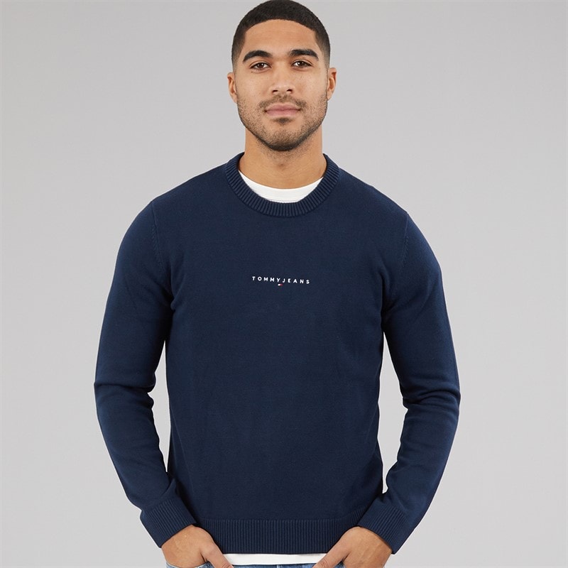 Tommy Hilfiger Mens Linear Jumper Dark Night Navy - Image 5