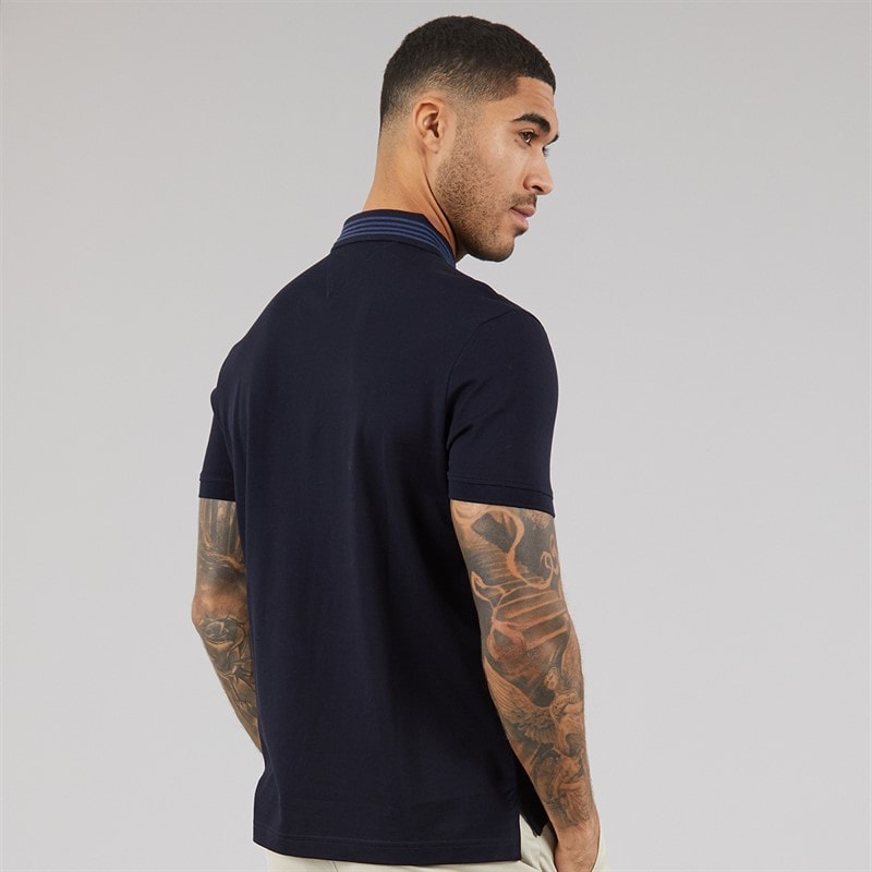Tommy Hilfiger Mens Mercerised Pique Zip Polo Shirt Desert Sky - Image 2
