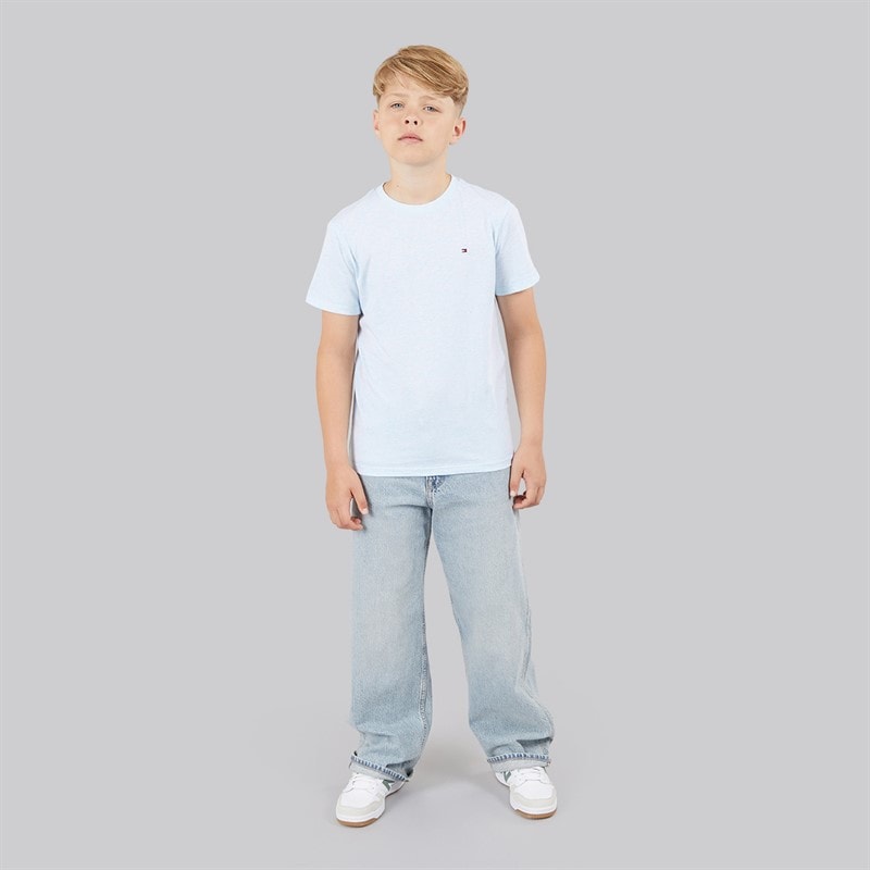 Tommy Hilfiger Boys Essential Cotton T-Shirt Breezy Blue Heather - Image 4