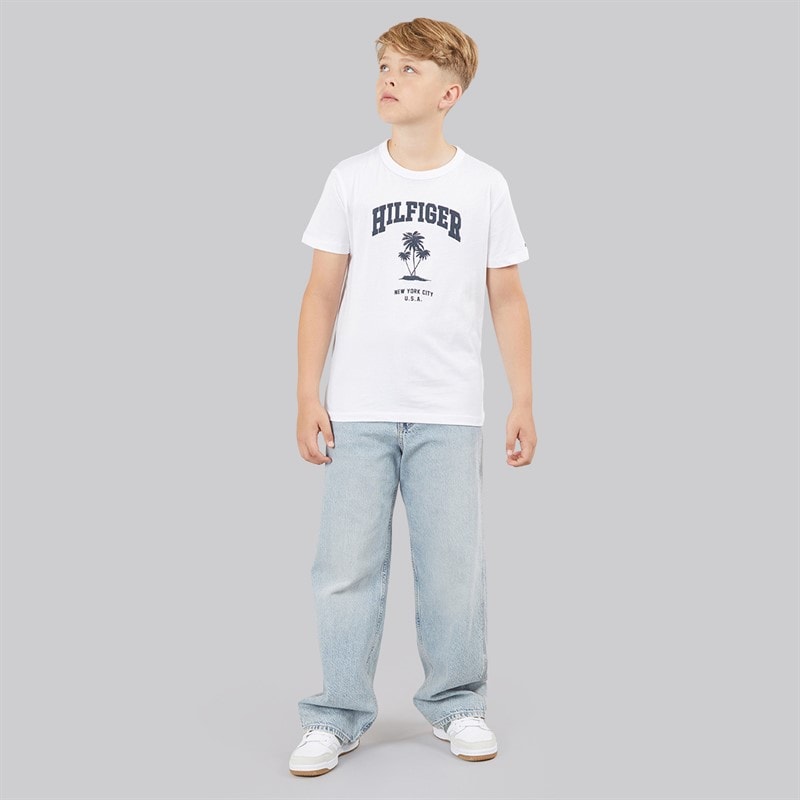 Tommy Hilfiger Boys Palm Print T-Shirt White - Image 3