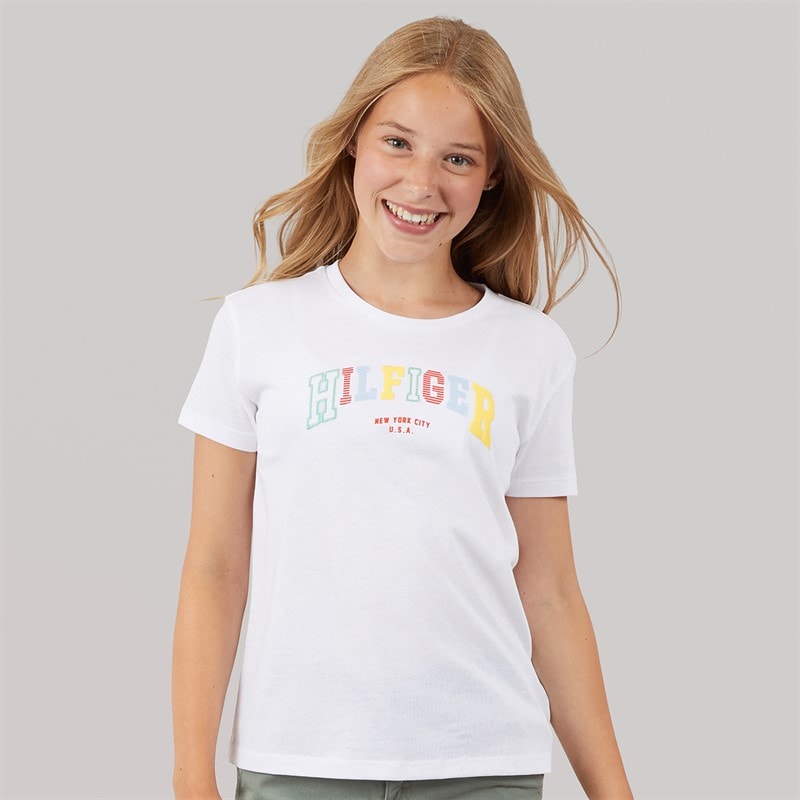 Tommy Hilfiger Girls Varsity T-Shirt White - Image 1