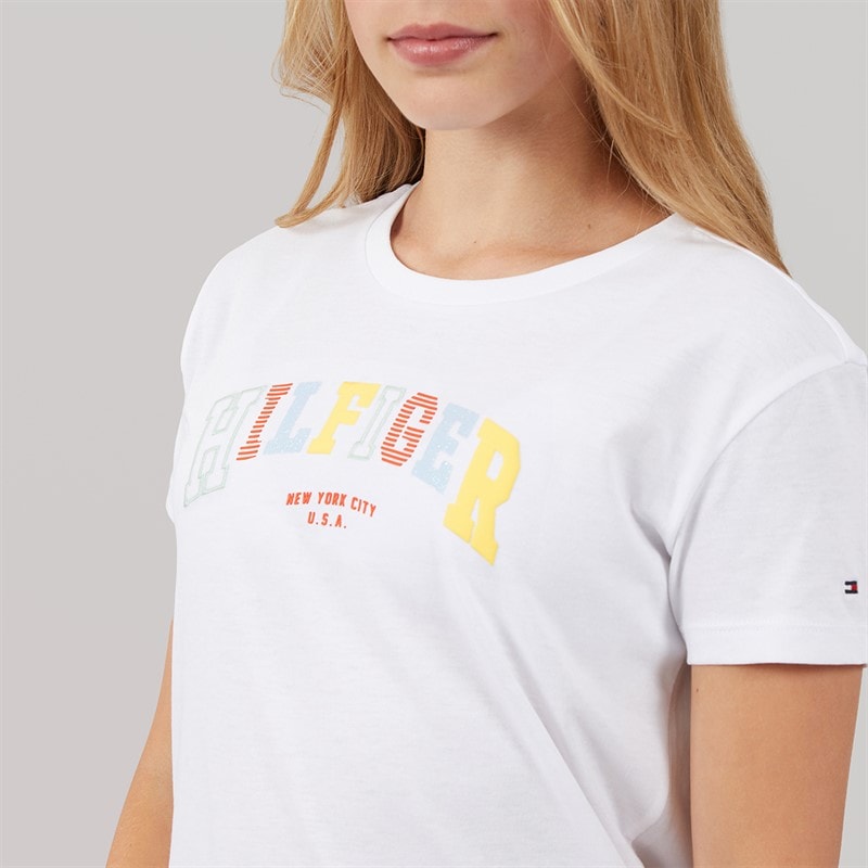 Tommy Hilfiger Girls Varsity T-Shirt White - Image 3