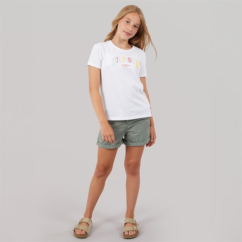 Tommy Hilfiger Girls Varsity T-Shirt White - Image 4