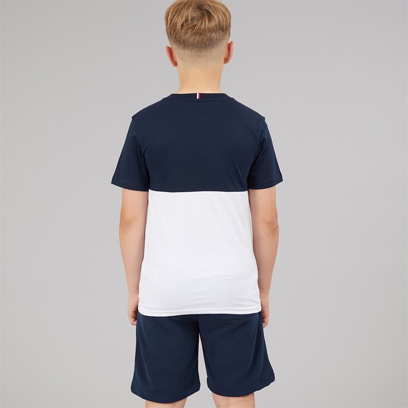 Tommy Hilfiger Boys Mini Corp Colour Block T-Shirt And Shorts Set Dark Night Navy/White Colourblock - Image 2