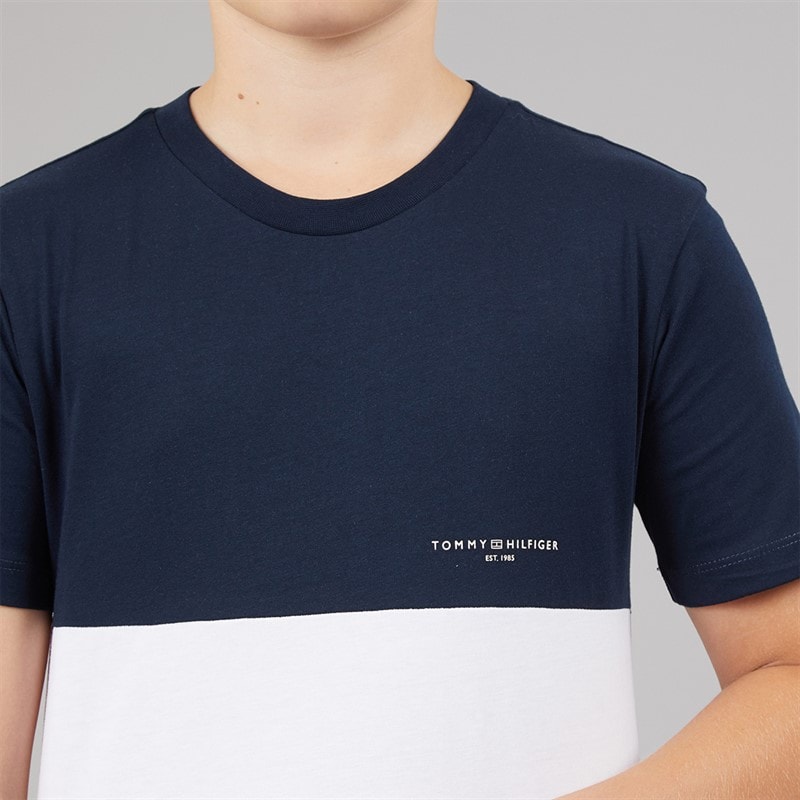 Tommy Hilfiger Boys Mini Corp Colour Block T-Shirt And Shorts Set Dark Night Navy/White Colourblock - Image 3