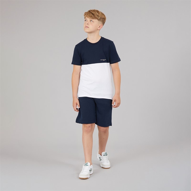 Tommy Hilfiger Boys Mini Corp Colour Block T-Shirt And Shorts Set Dark Night Navy/White Colourblock - Image 4