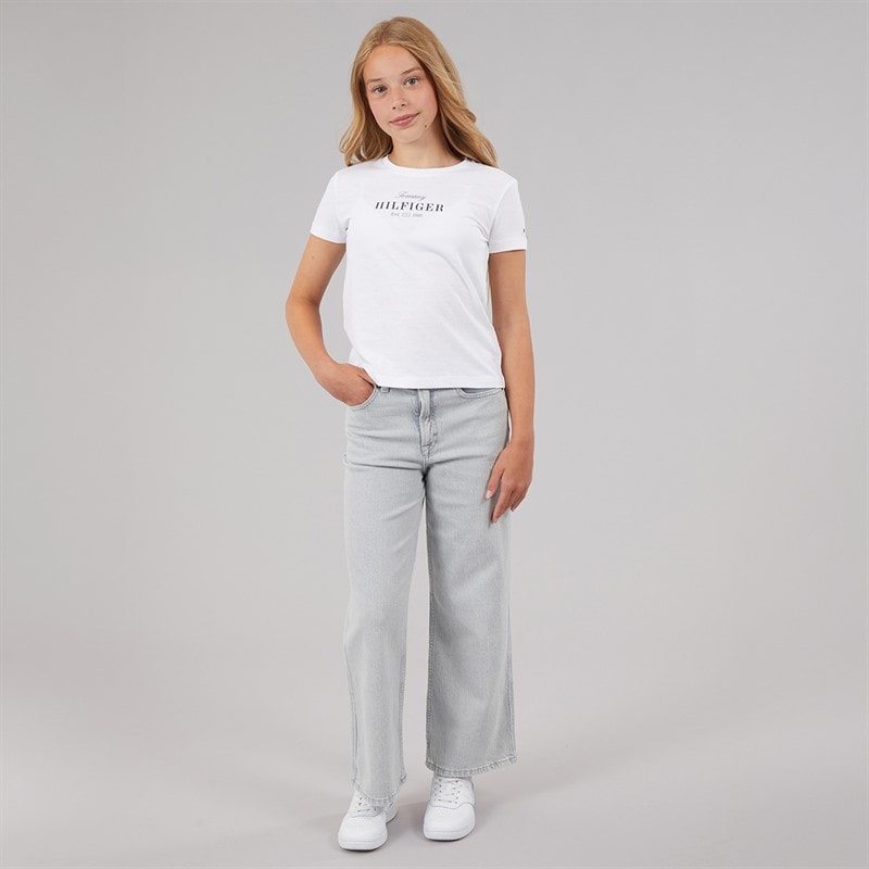 Tommy Hilfiger Girls Tommy Script T-Shirt White - Image 4