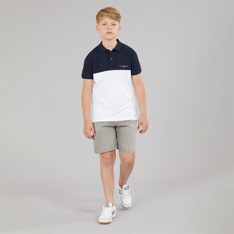 Tommy Hilfiger Boys Mini Corp Colour Block Polo Shirt Dark Night Navy/White Colour Block Dark Night Navy/White Colourblock - Image 4