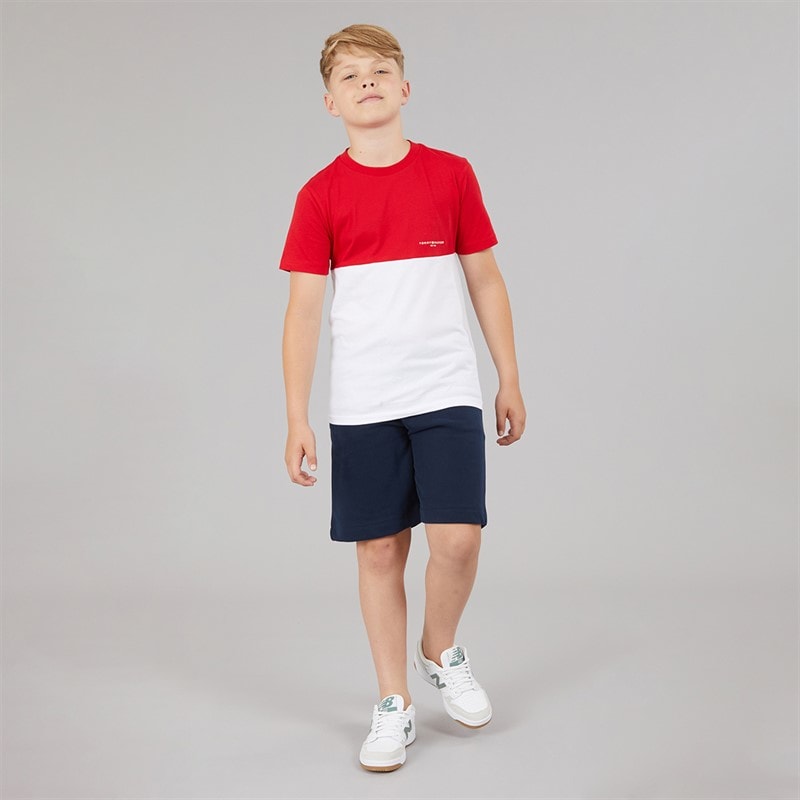 Tommy Hilfiger Boys Mini Corp Colour Block T-Shirt And Shorts Set Primary Red/White Colourblock - Image 4