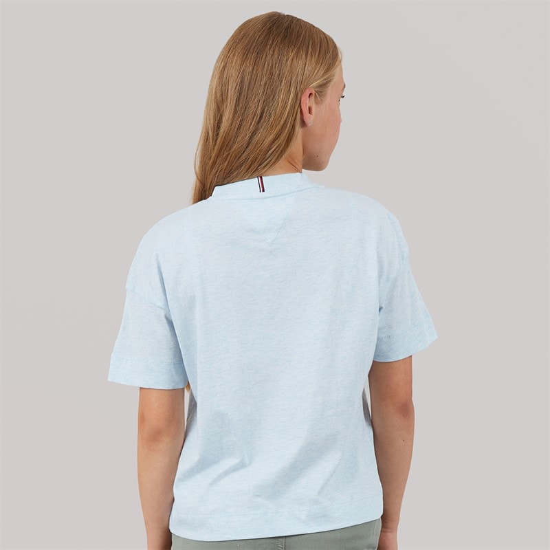 Tommy Hilfiger Girls Melange Varsity Arch T-Shirt Breezy Blue Heather - Image 2