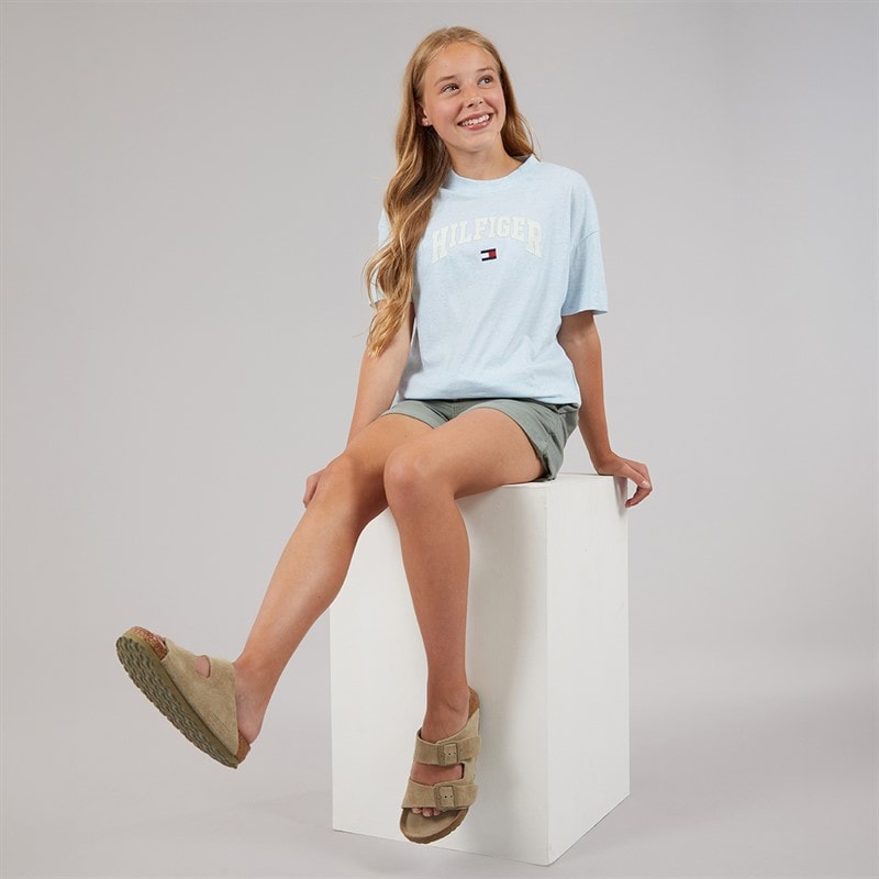 Tommy Hilfiger Girls Melange Varsity Arch T-Shirt Breezy Blue Heather - Image 5