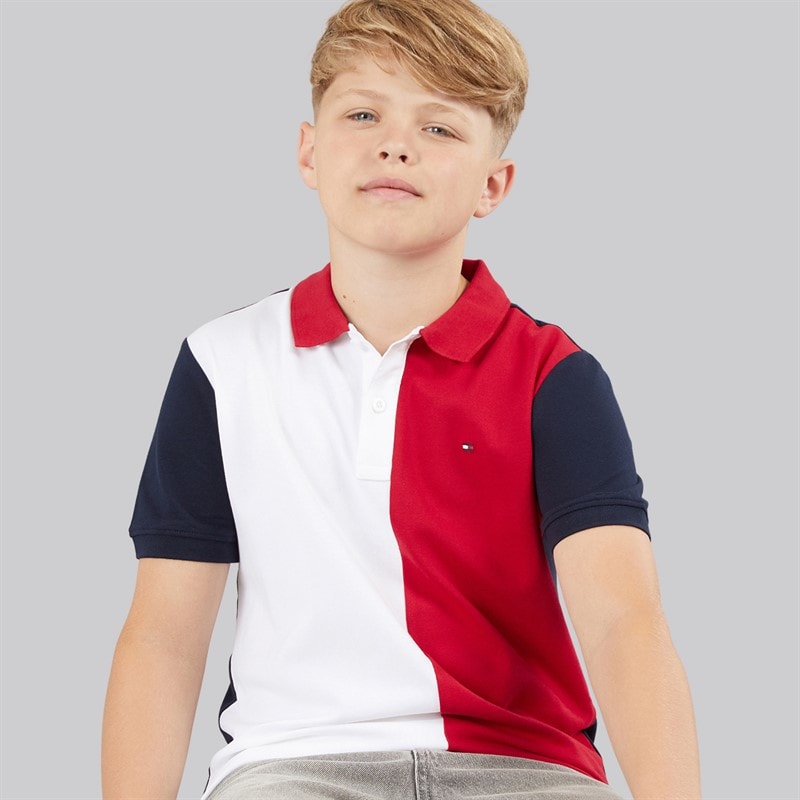 Tommy Hilfiger Boys Colour Block Polo Shirt Dark Night/Navy Colour Block Dark Night Navy Colourblock - Image 1