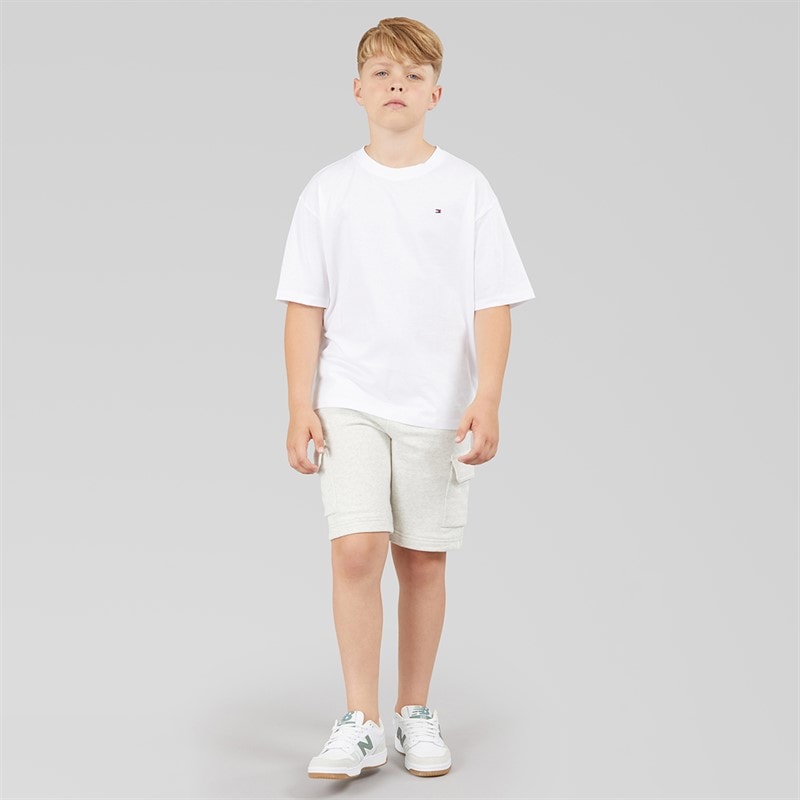 Tommy Hilfiger Boys Jersey Cargo Shorts Snow White Heather - Image 4