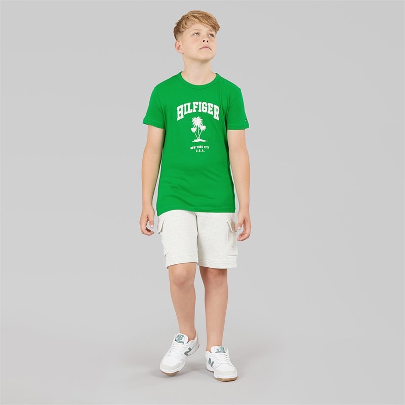 Tommy Hilfiger Boys Palm Print T-Shirt Radiant Green - Image 3