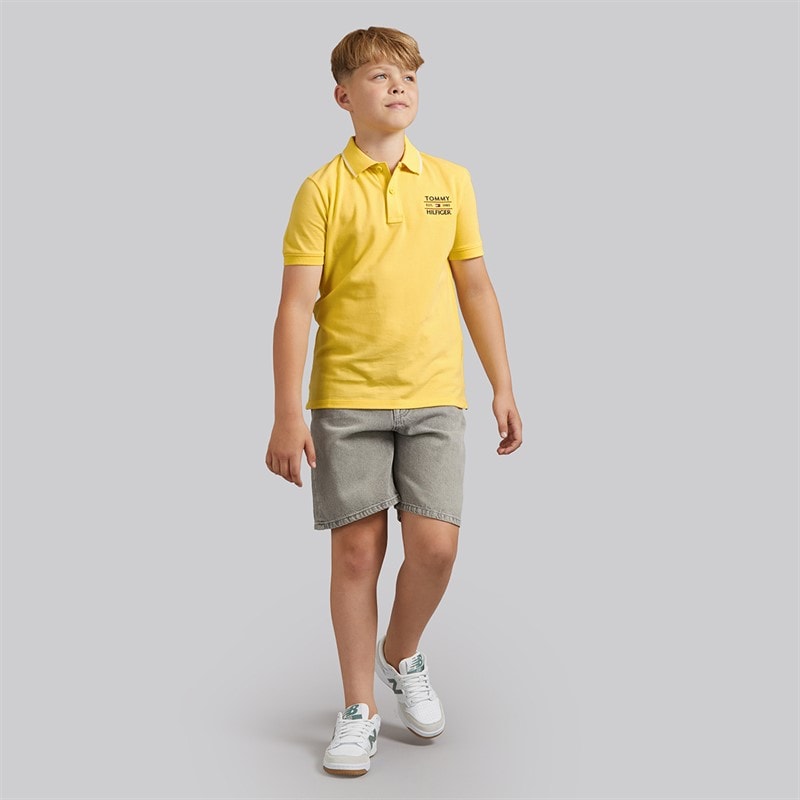 Tommy Hilfiger Boys Tommy Flag Polo Shirt Citronella - Image 4