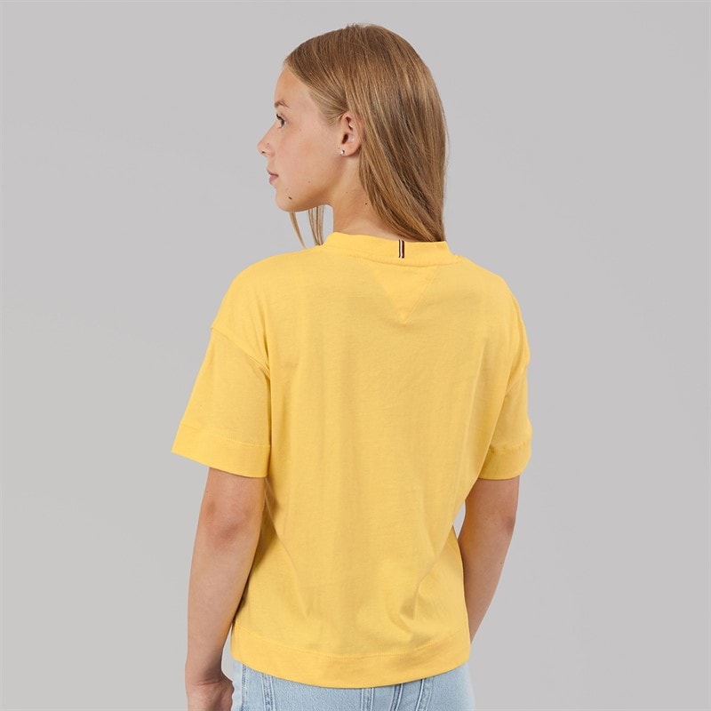 Tommy Hilfiger Girls Melange Varsity Arch T-Shirt Citronella - Image 2