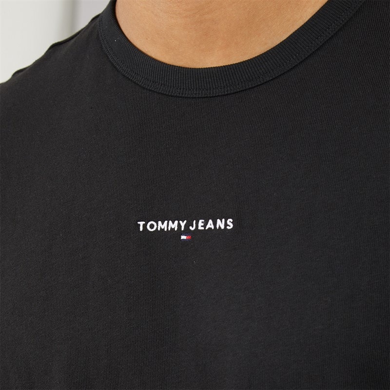 Tommy Hilfiger Mens Relaxed Linear Logo T-Shirt Black - Image 3