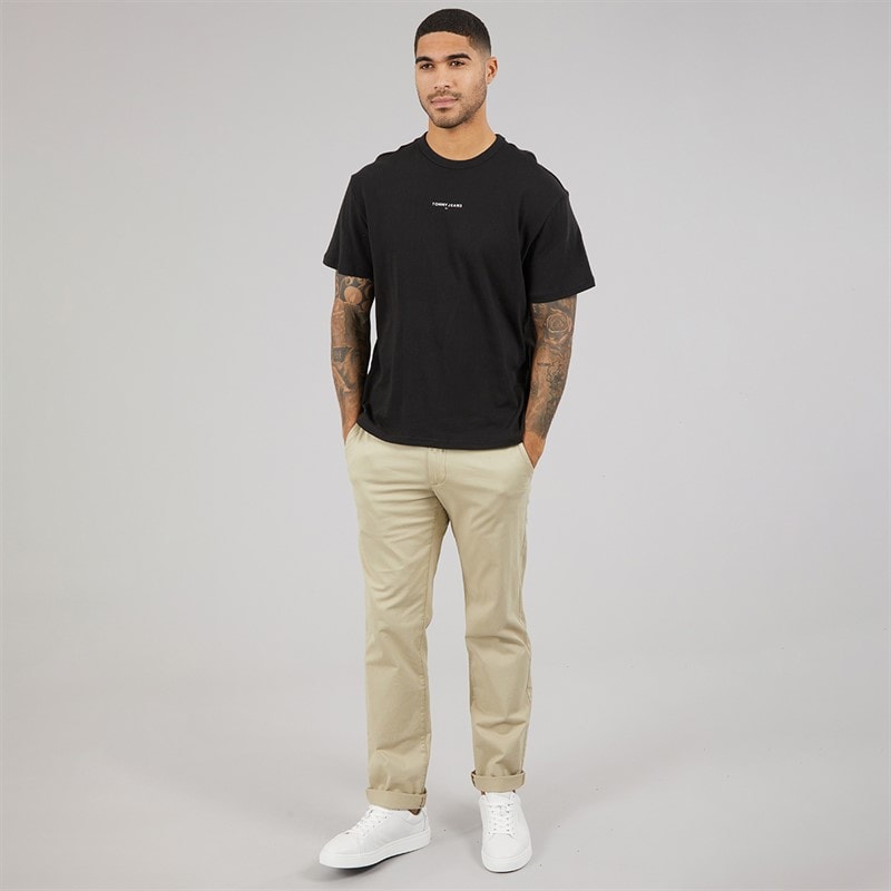 Tommy Hilfiger Mens Relaxed Linear Logo T-Shirt Black - Image 4