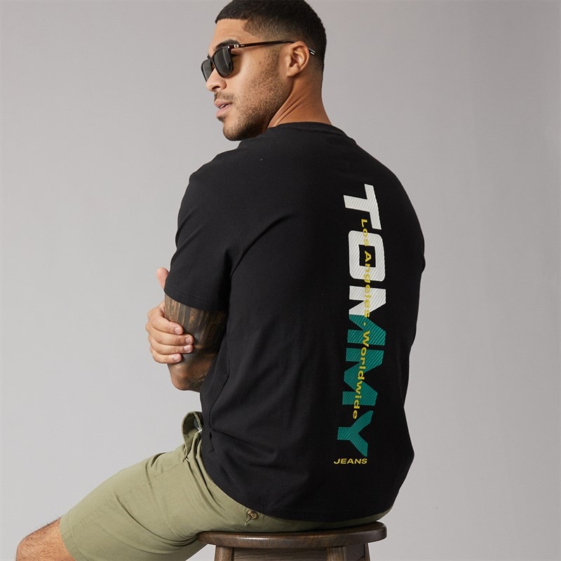 Tommy Hilfiger Mens Relaxed LA Back Print T-Shirt Black - Image 1