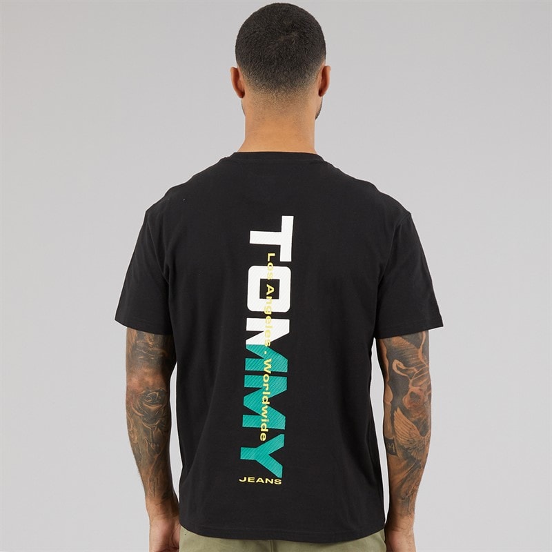 Tommy Hilfiger Mens Relaxed LA Back Print T-Shirt Black - Image 3