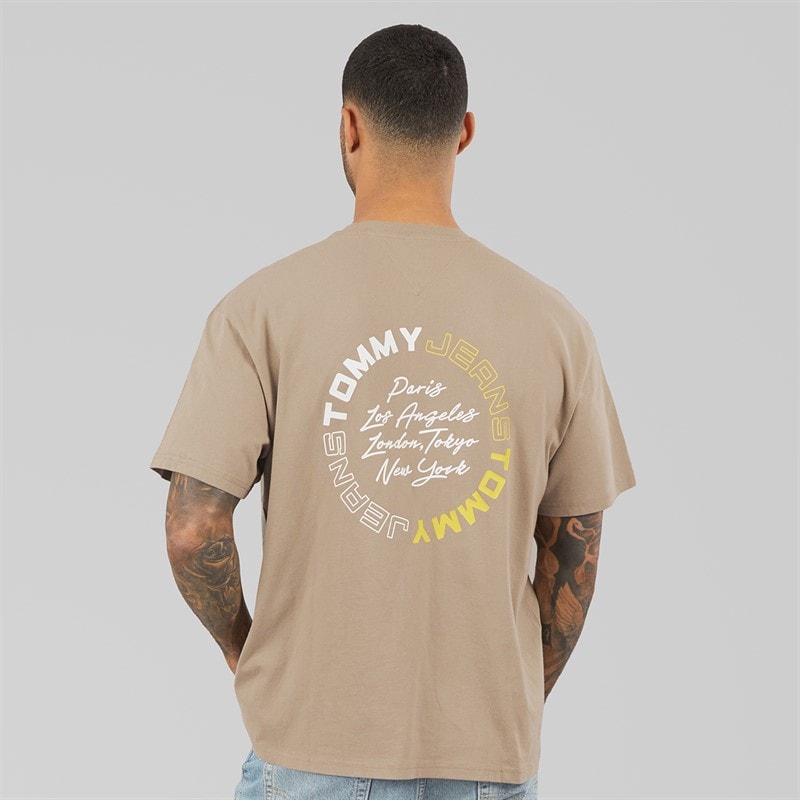 Tommy Hilfiger Mens Relaxed Sign Circle T-Shirt Limestone Dust - Image 3