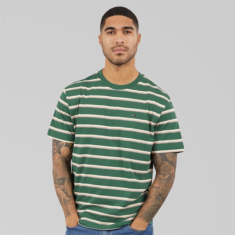 Tommy Hilfiger Mens Relaxed Stripe T-Shirt Shadow Pine Stripe