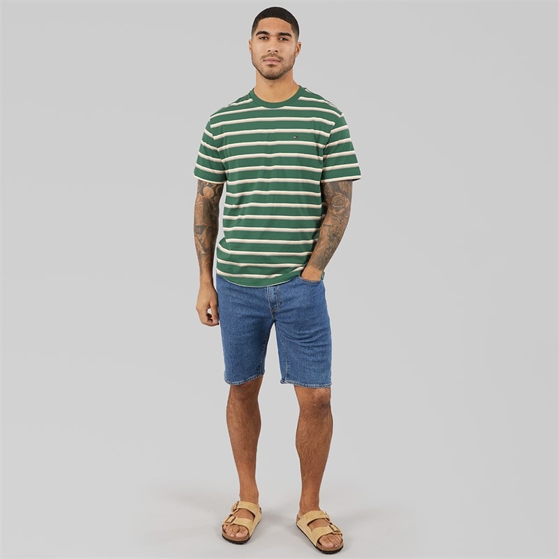 Tommy Hilfiger Mens Relaxed Stripe T-Shirt Shadow Pine Stripe - Image 3