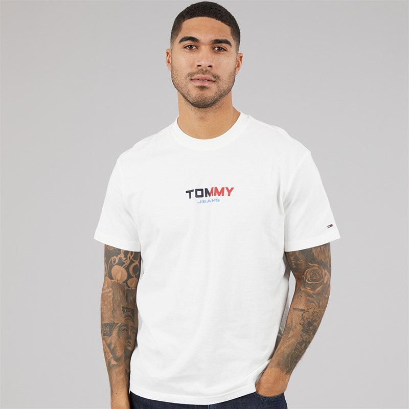 Tommy Hilfiger Mens Relaxed LA Back Print T-Shirt Ecru - Image 2