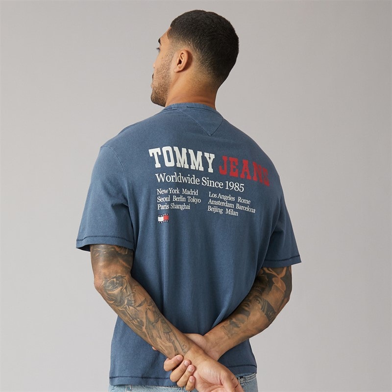 Tommy Hilfiger Mens 90s Waving Flag T-Shirt Dark Night Navy - Image 1
