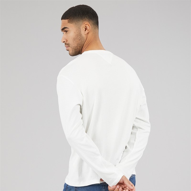 Tommy Hilfiger Mens Relaxed LA Long Sleeve T-Shirt Ecru - Image 2