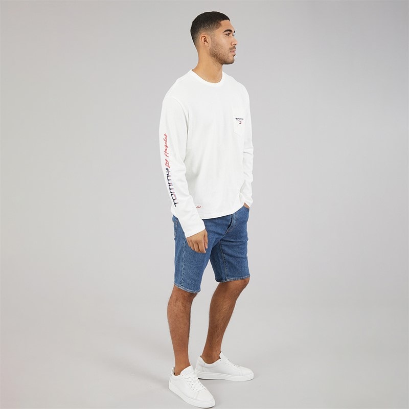 Tommy Hilfiger Mens Relaxed LA Long Sleeve T-Shirt Ecru - Image 4