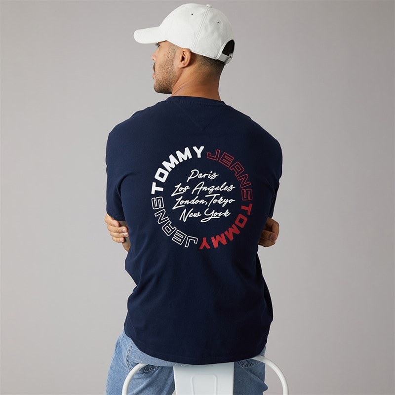 Tommy Hilfiger Mens Relaxed Sign Circle T-Shirt Dark Night Navy - Image 1