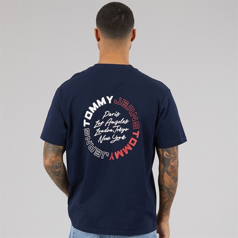 Tommy Hilfiger Mens Relaxed Sign Circle T-Shirt Dark Night Navy - Image 3