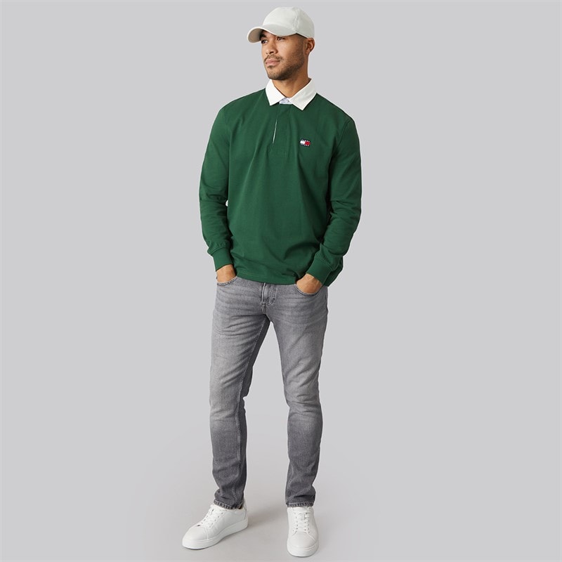 Tommy Hilfiger Mens Relaxed Badge Rugby Shirt Shadow Pine - Image 4